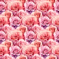 Seamless pattern with bloom rose flower watercolor floral background